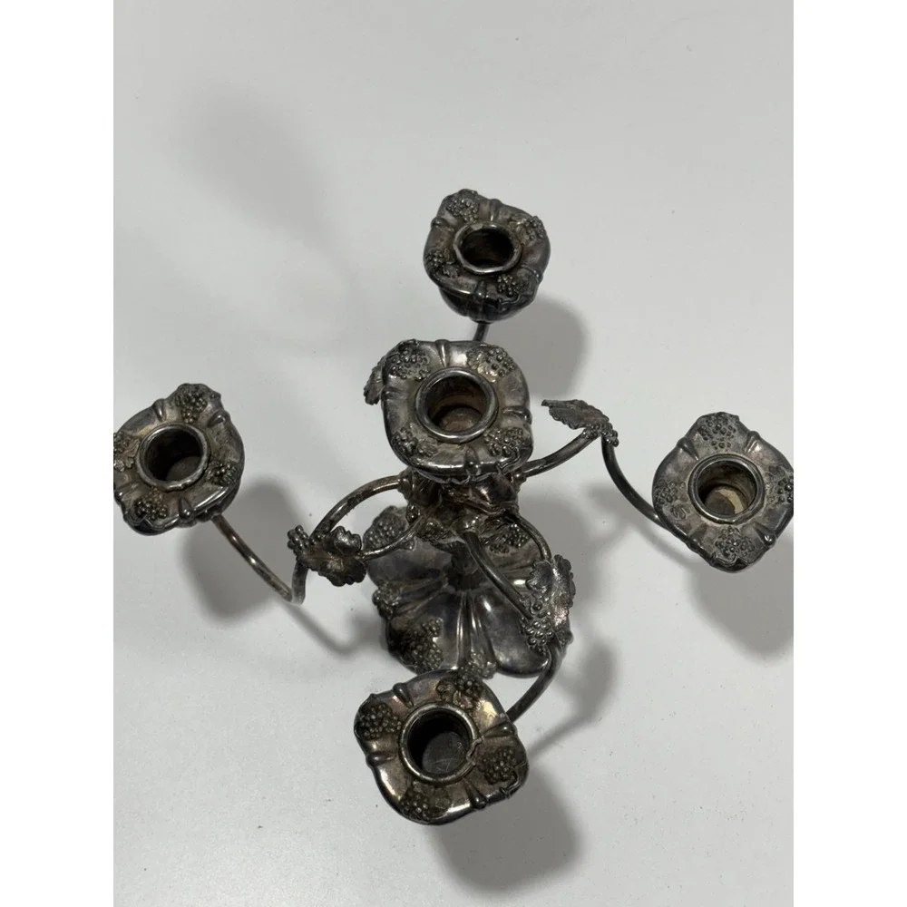 Antique Barbour SilverQuadruple Plate Grape‎ Art Nouveau Four 5 Arm Candleabra